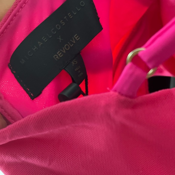 NWT Revolve x Michael Costello $258 Davie Midi Dress in Hot Pink Ruched XS - Picture 4 of 8